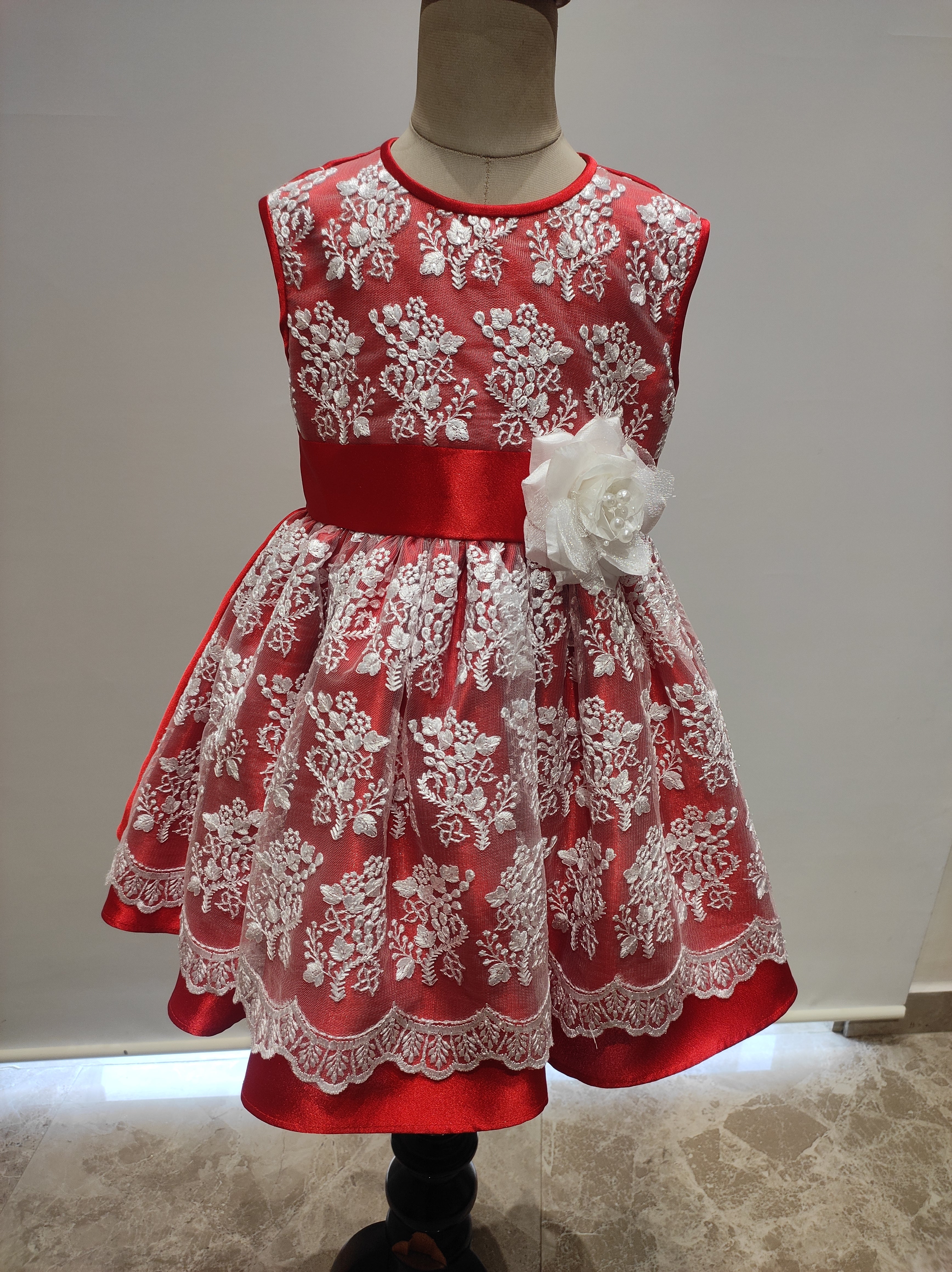 Ruby Lace Floral Party Dress