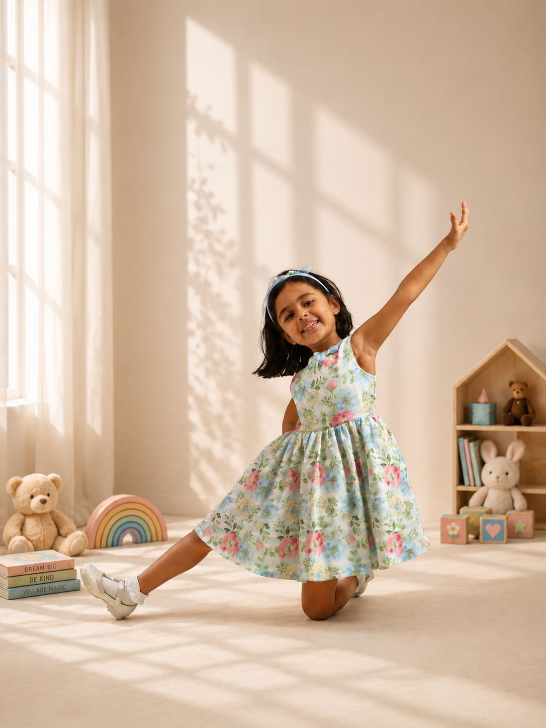 Bluebell Garden V-Back Bow Dress